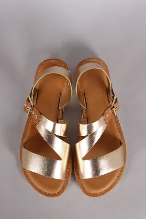 Bamboo Metallic Slanted Lug Sole Flat Sandal