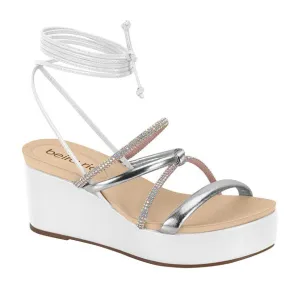Beira Rio 8407-120 Strappy Wedge Sandal in White/Silver