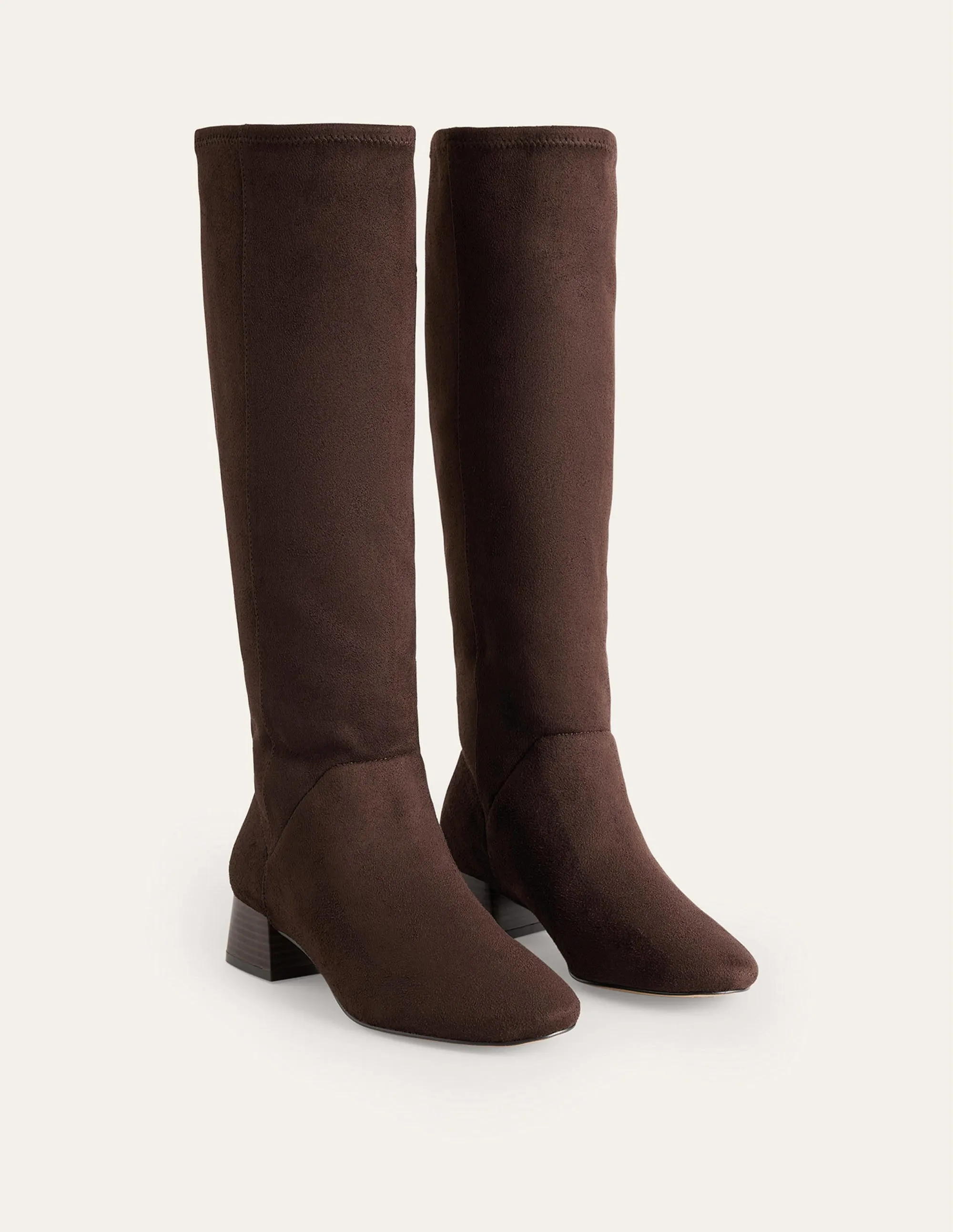 Cara Flat Stretch Knee Boots-Mahogany