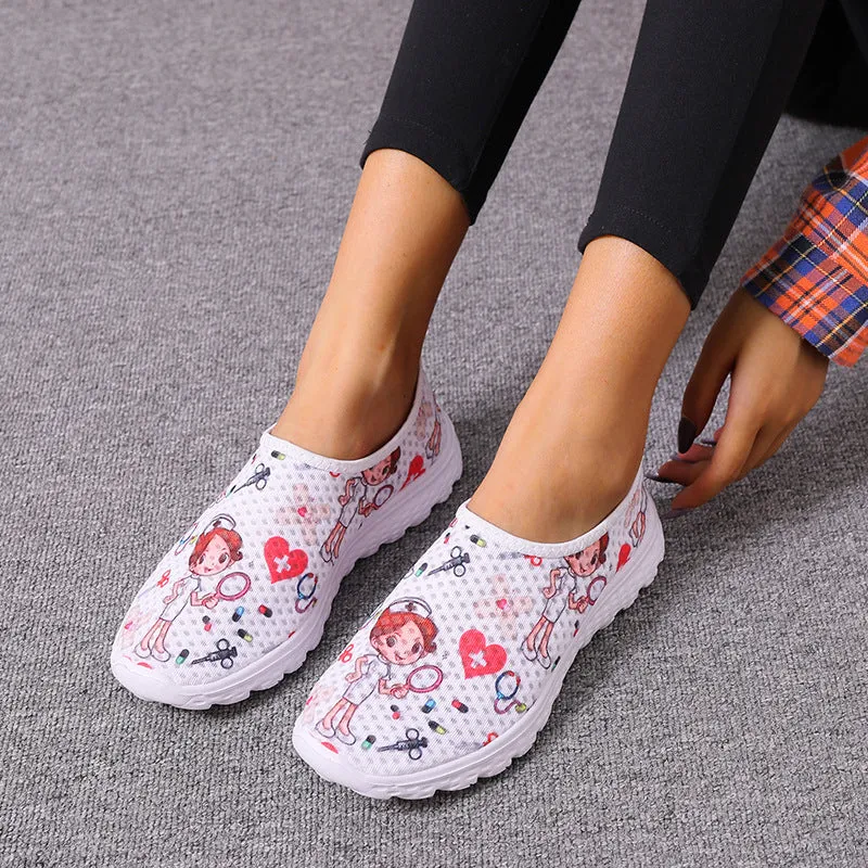 Casual Single Shoes Head Flat Bottom Cartoon Women's Shoes