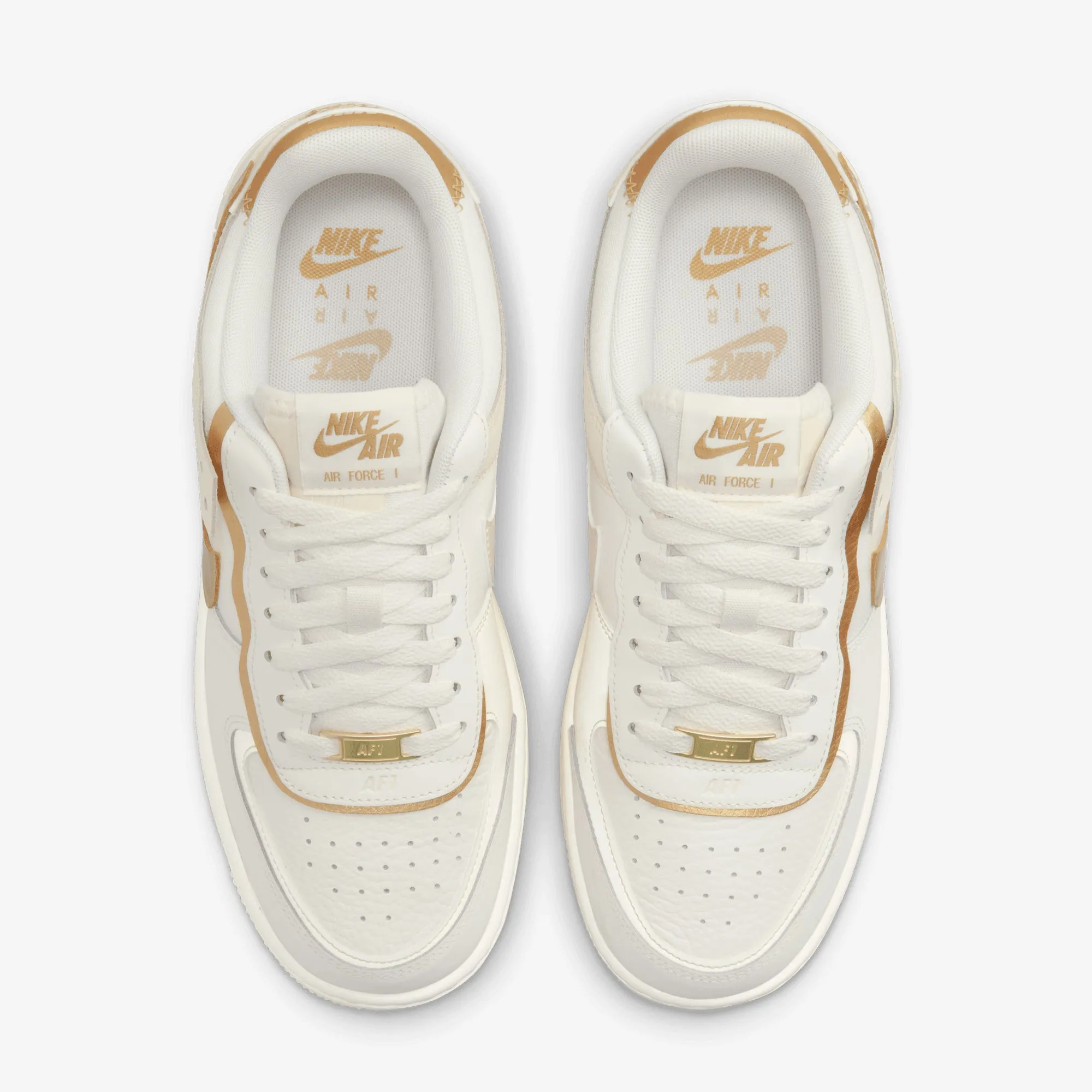 NIKE | WMNS'S AIR FORCE 1 SHADOW { SAIL/METALLIC GOLD-COCONUT MILK