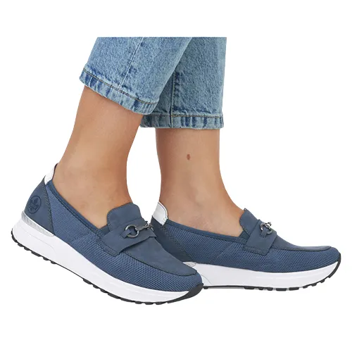 Rieker Wedge Loafers- N7455-14 - Navy