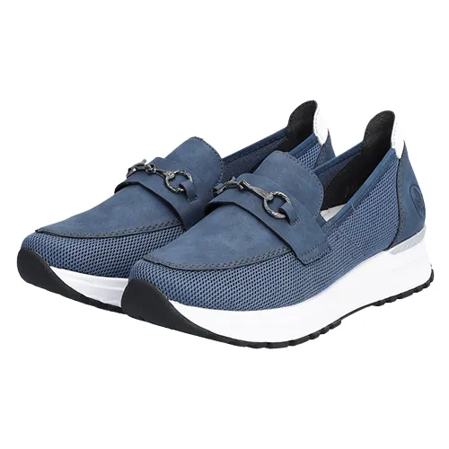 Rieker Wedge Loafers- N7455-14 - Navy